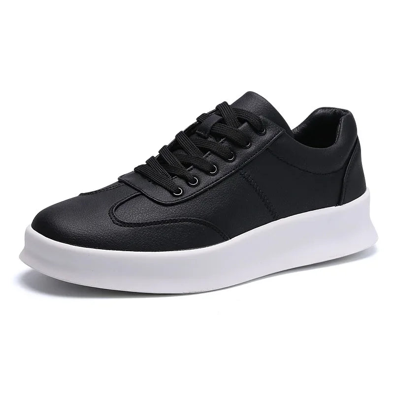 Luxury Men’s Leather Sneakers – High-Quality White Platform Shoes