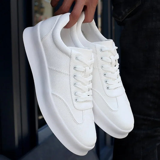 Luxury Men’s Leather Sneakers – High-Quality White Platform Shoes