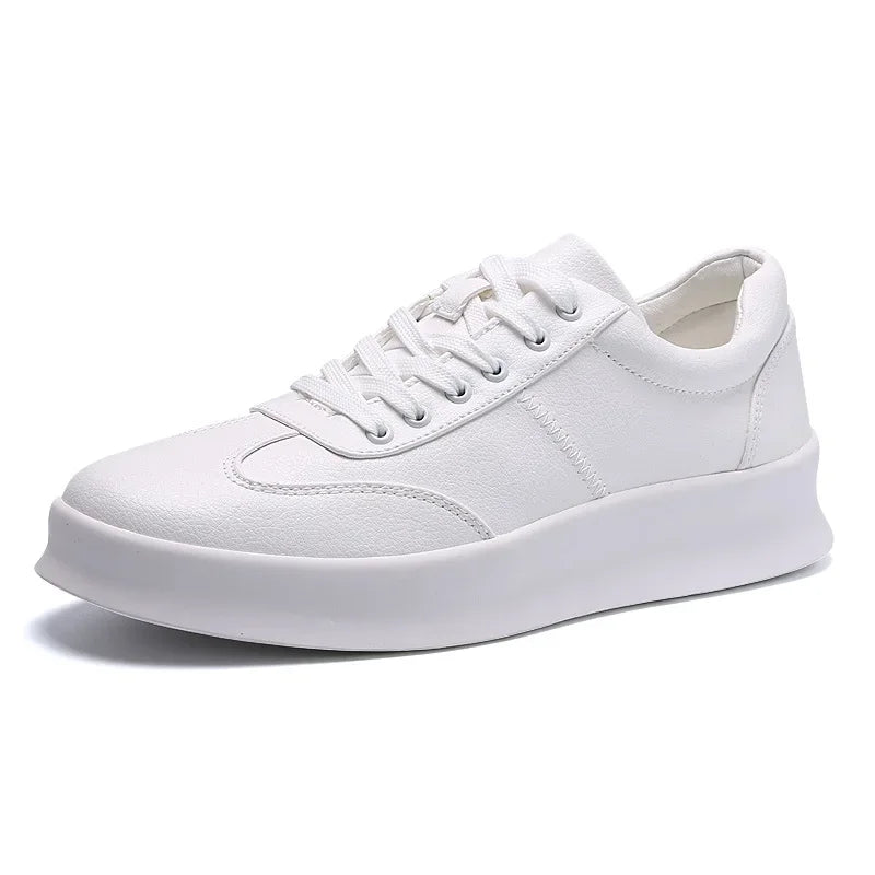Luxury Men’s Leather Sneakers – High-Quality White Platform Shoes